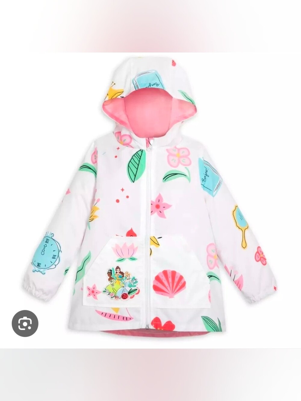 Authentic Disney Princess Floral Raincoat / Windbreaker | Size 11/12 (EUC